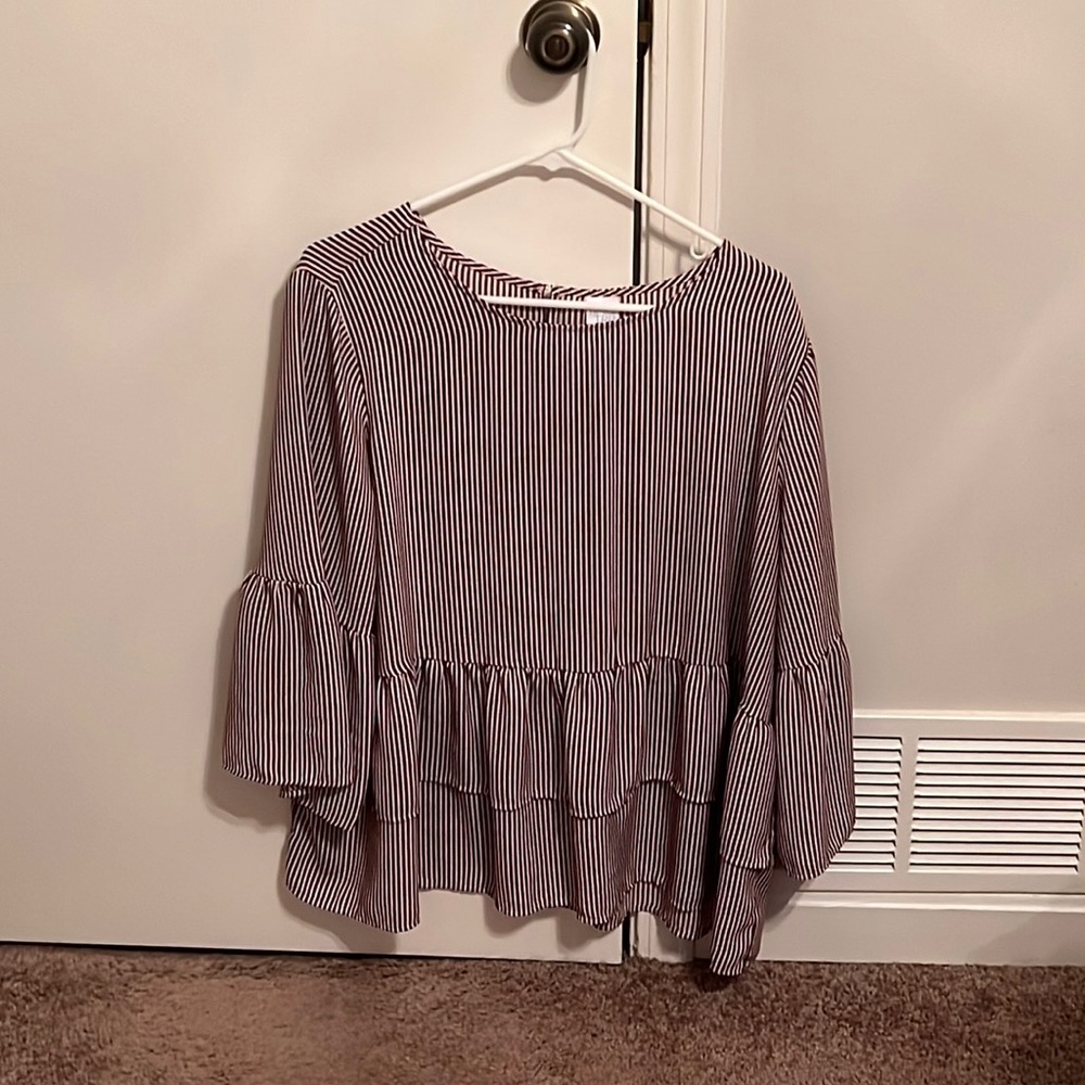 Time and Tru blouse (White & Burgundy stripes, XXL)